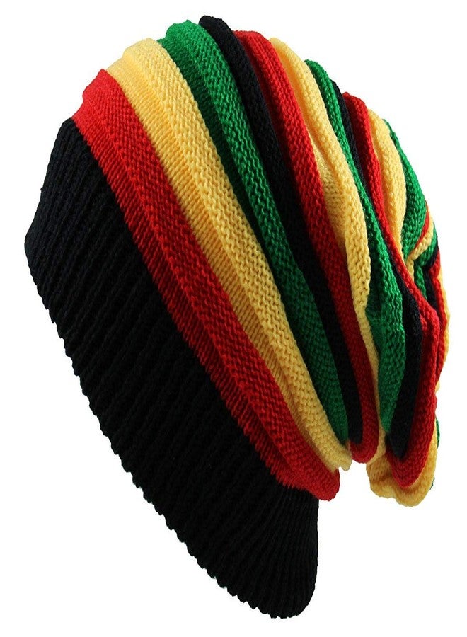 Qhome cap Qhome Fashion قبعة الريغي الجامايكية متعددة الألوان مخططة الراستا قبعة مترهل باجي قبعة Skullies Gorro Rasta النساء - Image 1